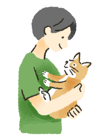 猫を保護している人のイラスト